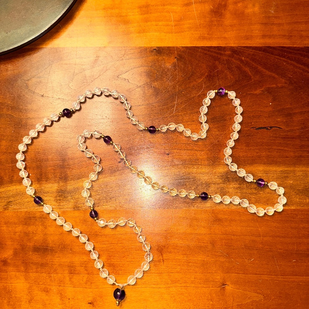 Clear Quartz and Amethyst Mala Beads